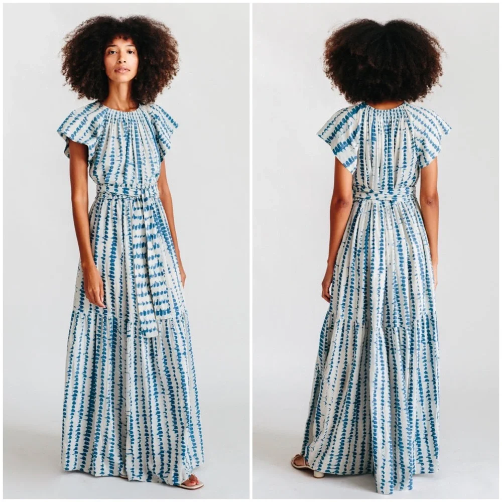 MIRTH Vienna Maxi Dress - Indigo Stripe